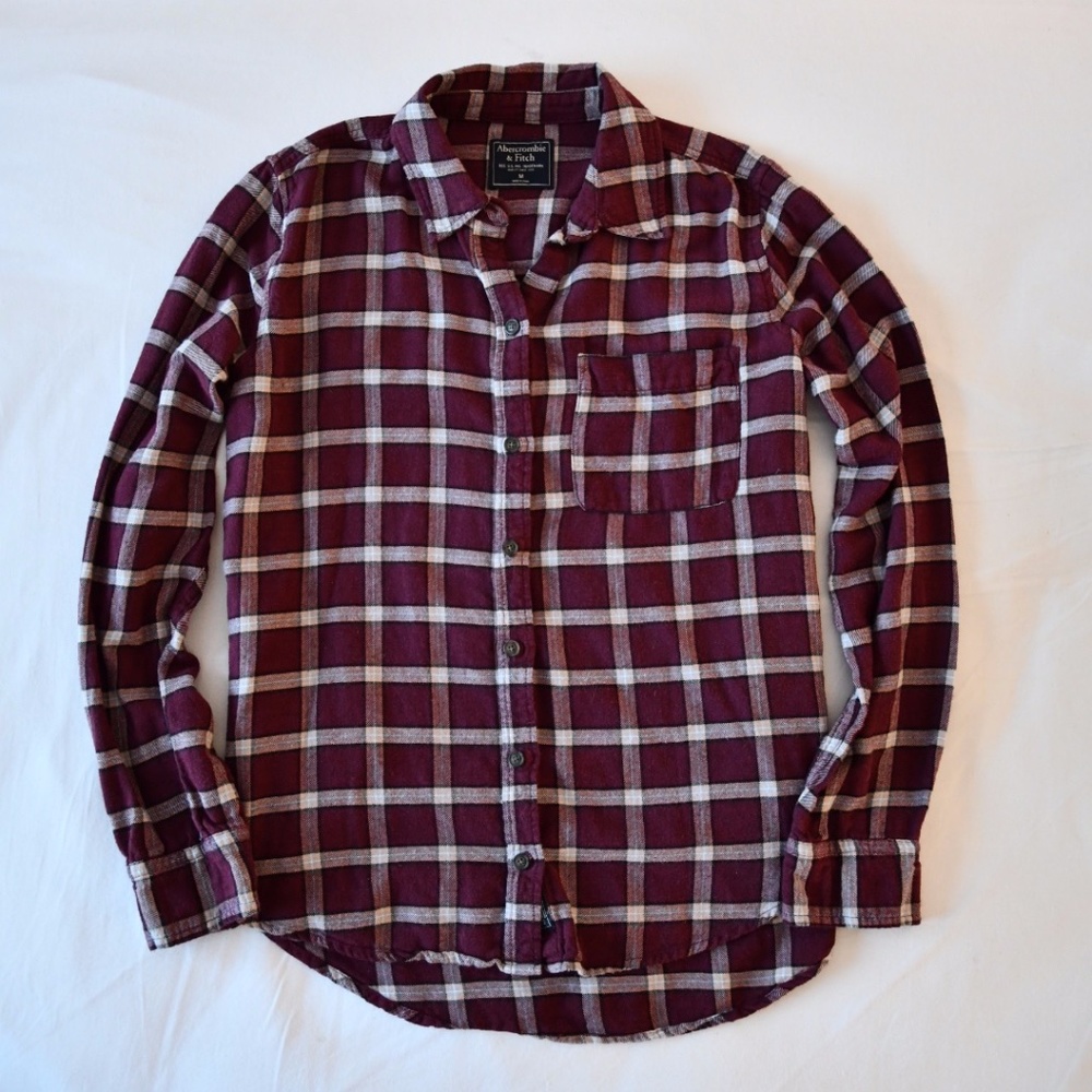 A&F Maroon Plaid Button Down